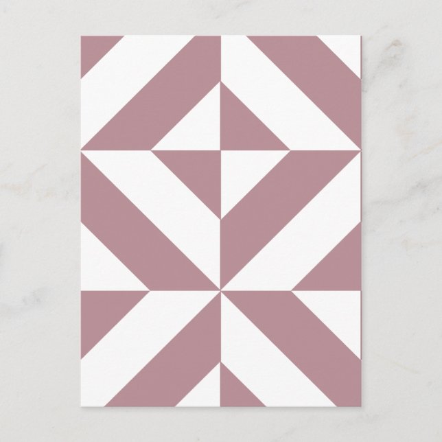 Mörk Mauve Geometric Deco Cube Mönster Vykort (Framsida)