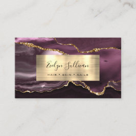Mörk Mauve Gold Foil Agate Affärskort Visitkort