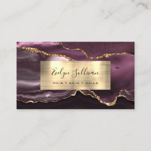 Mörk Mauve Gold Foil Agate Affärskort Visitkort