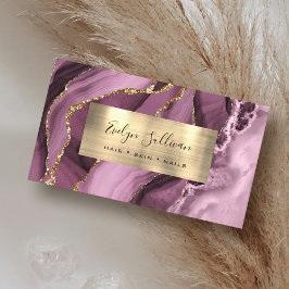 Mörk Mauve Guld Agate Affärskort Visitkort