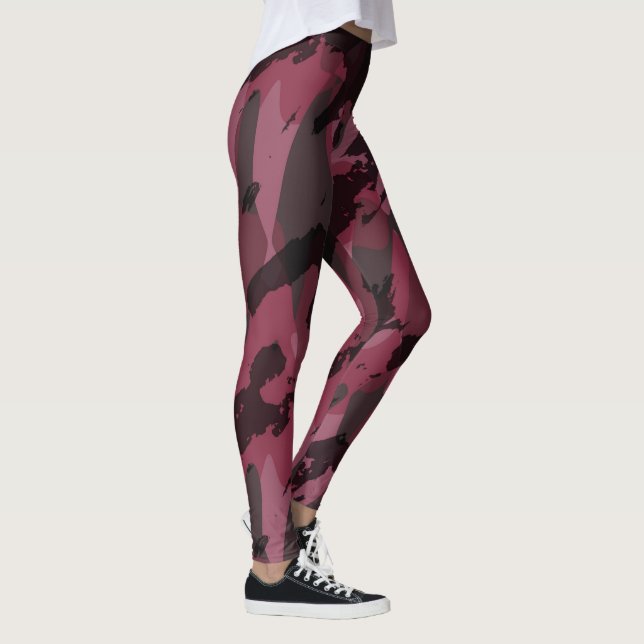 Mörk Mauve kamouflage abstrakt Leggings (Höger)