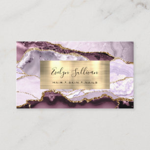 Mörk Mauve Lilac och Guld Agate-Affärskortet Visitkort