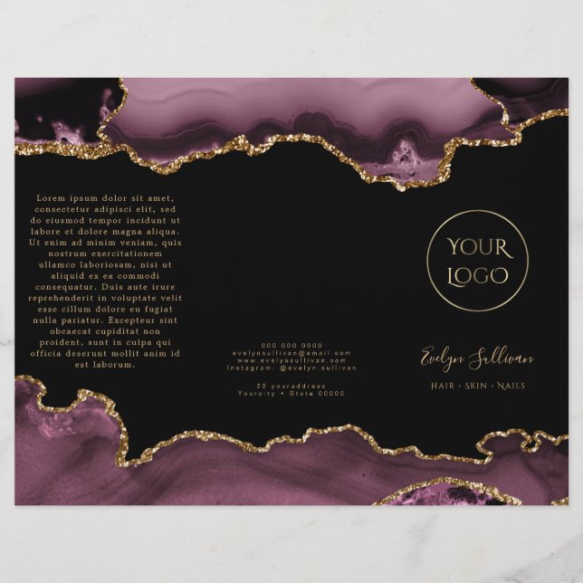Mörk mauve och guld agate brochure (Framsida)