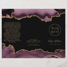 Mörk mauve och guld agate brochure