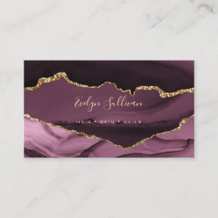 mörk mauve och guld agate visitkort