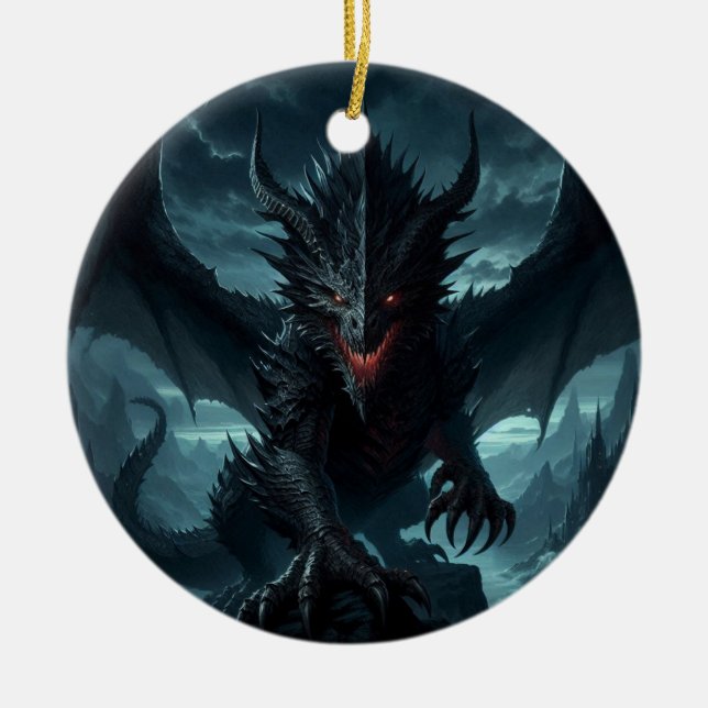 Mörk, medeltida draken julgransprydnad keramik (Framsidan)