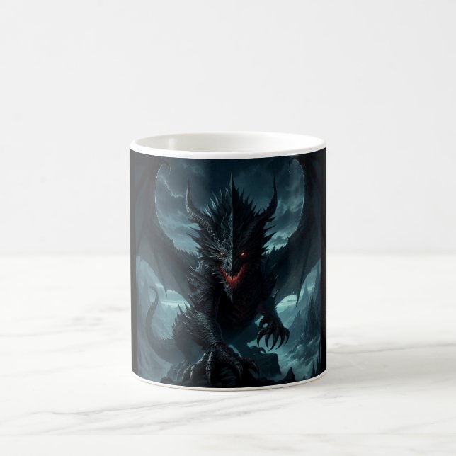 Mörk, medeltida draken kaffemugg (Center)