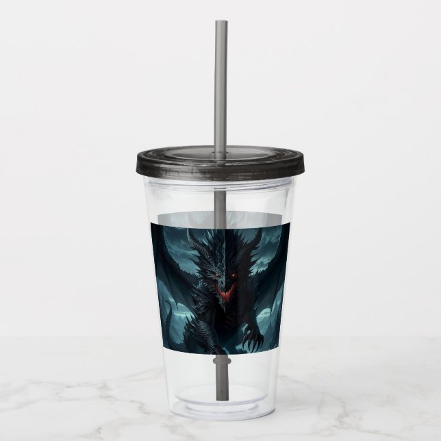 Mörk, medeltida draken take away mugg (Framsida)