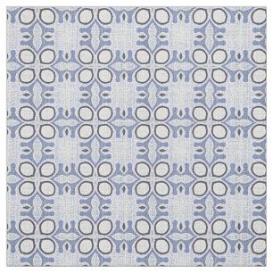 Mörk Medium Light Pastel Blue Bali Batik Mönster Tyg