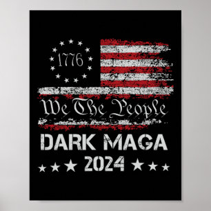 Mörk Mega Trump 2024 USA Flagga Vintage President Poster