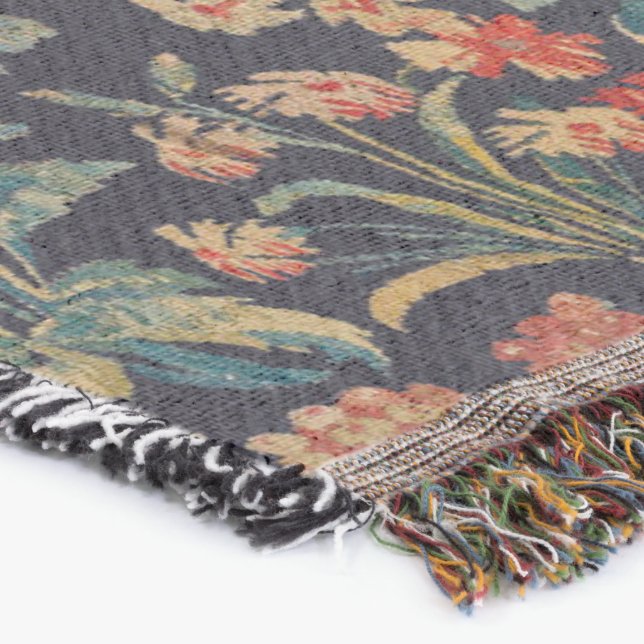 Mörk Melankolisk Midnatts Skogs Blommig Botanisk Filt (Hörn)