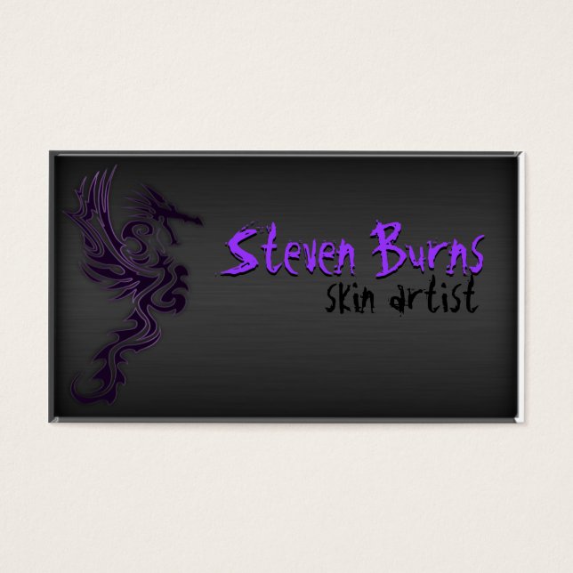 Mörk Metall Dragon i Lila Visitkort (Framsidan)