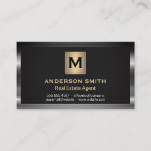 Mörk Metallic Ram Black Struktur Monogram Visitkort