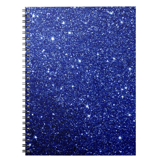 Mörk Midnight Blue Glitter Anteckningsbok (Framsidan)