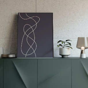 Mörk Midnight Blue Minimalist Abstrakt Line Art Poster