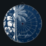 Mörk Midnight Blue Tropical Hibiscus; Handflatan Darttavla<br><div class="desc">Du kommer att kärlek den här söta, tropiska Mörken Midnight Blue Tropical Hibiscus Flowers mönster design! Elegant träd lägger till ett sommarstrandtema, men det känns modernt. Besök vår butik, Trendig Bröllop, för att se mönster i coola på många fler underbara anpassaden, inklusive giftiga monogramgåvor, tropiska teman Spara vykort för datum...</div>
