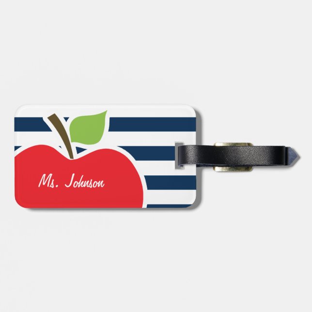 Mörk Midnight Blue Vågrät Rand; äpple Bagagebricka (Baksida Vågrät)