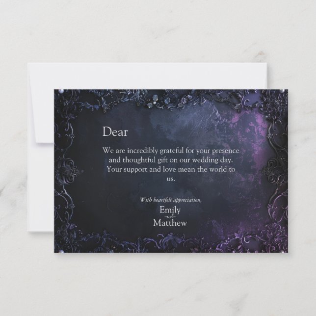 Mörk Midnight Gothic Elegance Tack Kort (Framsida)