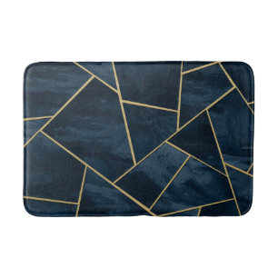 Mörk Midnight Navy Blue Guld Geometric Glam #1 Badrumsmatta