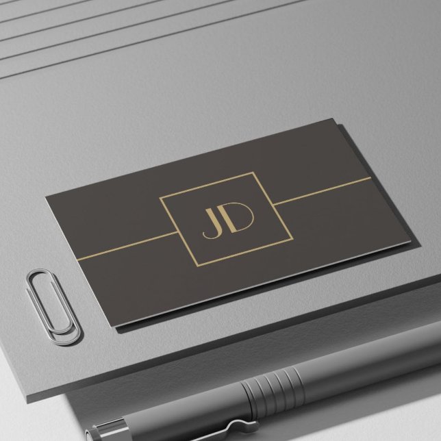 Mörk minimalistisk elegant monogram advokat visitkort (Skapare uppladdad)