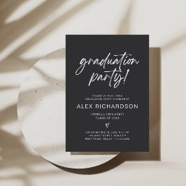 Mörk minimalistisk pojkes examensinbjudan inbjudningar