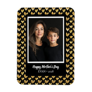 Mörk Mode Faux Golden Foil Hearts Mors dag Magnet