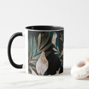 Mörk Modern Boho Botanical Löv Mugg