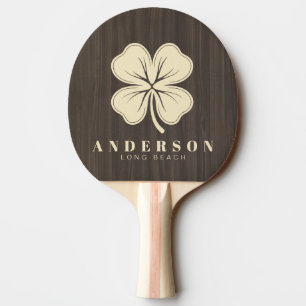 Mörk Modern Trä Fyrklöver med Namn Pingisracket