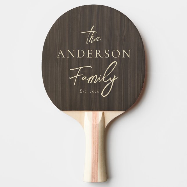 Mörk Modern Trä Handskriven Familjenamn Pingisracket (Framsidan)