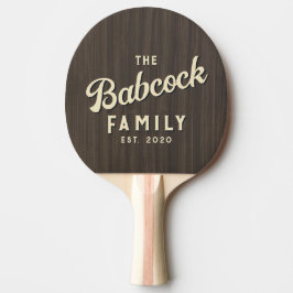 Mörk Modern Trä Retro Familj Namn & År Pingisracket