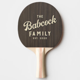 Mörk Modern Trä Retro Familj Namn & År Pingisracket