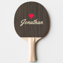Mörk Modern Trä Vintage Hjärtat Signatur Pingisracket