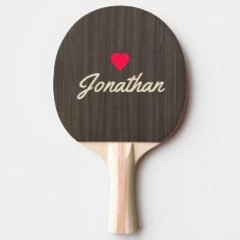 Mörk Modern Trä Vintage Hjärtat Signatur Pingisracket