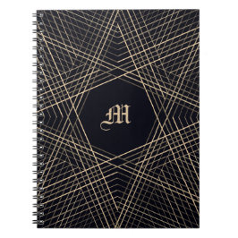 Mörk Monogram Geometric Star Gothic Snyggt Black Anteckningsbok