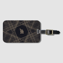 Mörk Monogram Geometric Star Gothic Snyggt Black Bagagebricka