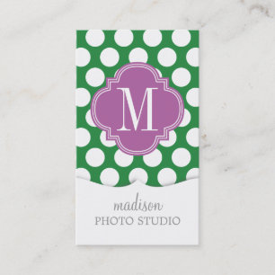 Mörk - Monogrammed grönt & purpurfärgad stor po Visitkort