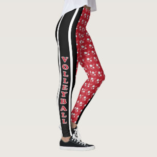 Mörk - mönster för röd, vit- och svartvolleybo leggings