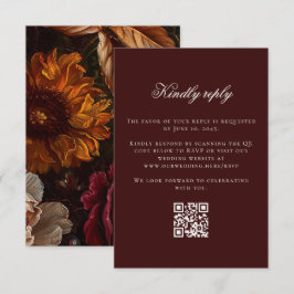 Mörk Moody Baroque Flowers Fall Wedding Online QR OSA Kort