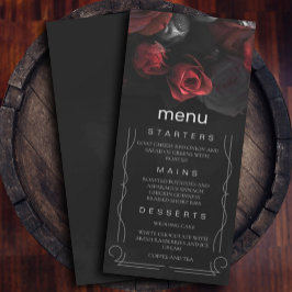 Mörk Moody Black Red Blommigts Meny Inbjudningar