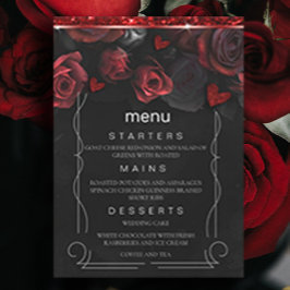 Mörk Moody Black Red Blommigts Meny Inbjudningar