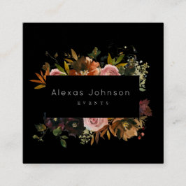 Mörk Moody Black Rustic Autumn Blommigt Square Bus Fyrkantigt Visitkort