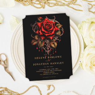 Mörk Moody Blommigt Black Gothic Bröllop Inbjudningar