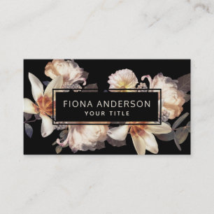Mörk Moody Blommigt Business Professionell Visitkort