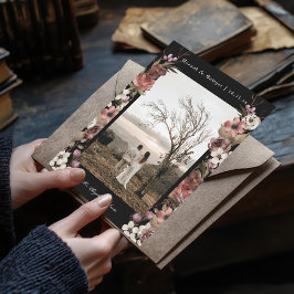 Mörk Moody Blommigt Höstfoto Spara datum Inbjudningar