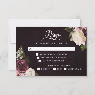 Mörk Moody Blommigt, måltider för Romantic Bröllop OSA Kort