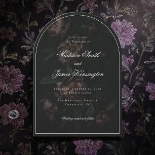 Mörk Moody Blommigt Romantic Black Peony Bröllop Inbjudningar