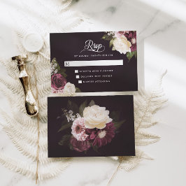 Mörk Moody Blommigt Romantic Bröllop OSA Kort
