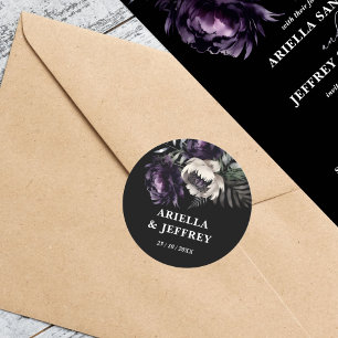 Mörk moody boho elegant bröllop-mall runt klistermärke