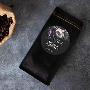 Mörk moody boho elegant bröllop tack för att du vi runt klistermärke