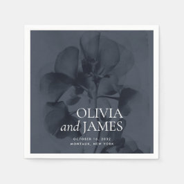 Mörk Moody Botaniska Mörk blått Bröllop Namn Pappersservett